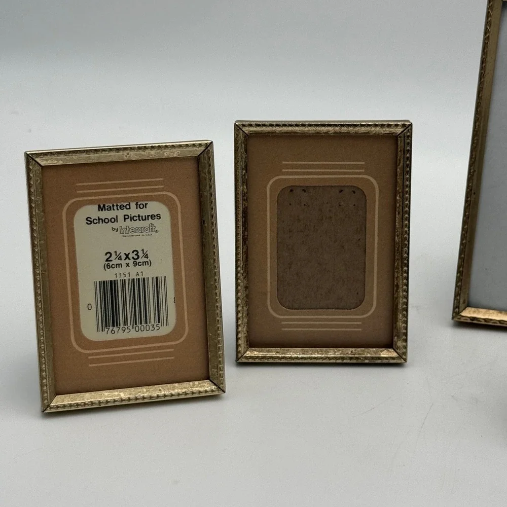 Vintage Brass Metal Picture Frame Lot 5pc Mixed Sizes Intercraft Grants AFP